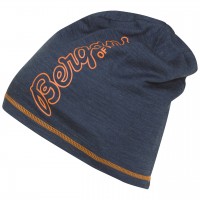 Bergans Bloom Wool Beanie - Navy Melange / Pumpkin, Onesize